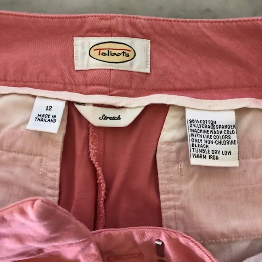 TALBOTS Stretch Pink Cotton Chino Ankle Pants 12 - Picture 3 of 16